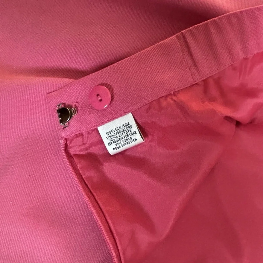 Talbots Women Petite 14P Dark Pink Lined Pencil Skirt Zip SILK Soft Girl Barbie